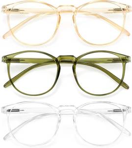 lot 20131 image: IBOANN Chic & Comfy Blue Light Glasses for Women - 3-Pack Round Frames, Screen-Ready Style with UV Protection Coating