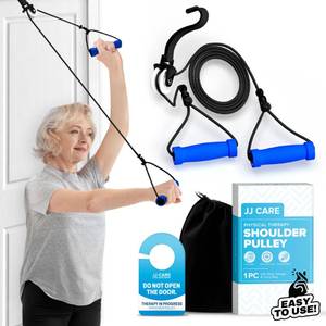 lot 20138 image: JJ CARE Over the Door Shoulder Pulley for Physical Therapy, 90 Inches Adjustable Exercise Pulleys for Shoulder Rehab �� Rotator Cuff Exercise Equipment with Padded Handles, Door Hanger & Carry Bag