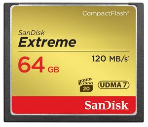 lot 20141 image: SanDisk 64GB Extreme CompactFlash Memory Card UDMA 7 Speed Up To 120MBs - SDCFXSB-064G-G46