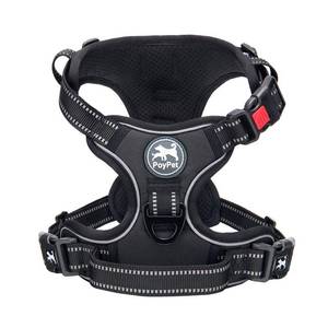 lot 20147 image: PoyPet No Pull Dog Harness, No Choke Front Lead Dog Reflective Harness, Adjustable Soft Padded Pet Vest with Easy Control Handle for Small to Large Dogs(Black,L)
