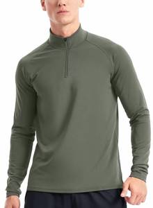 lot 20149 image: Zengjo Mens 14 Zip Long Sleeve Shirt(Olive Green,L)