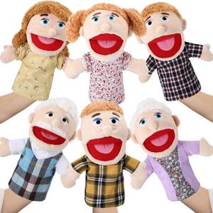 lot 20178 image: Lenwen 6 Pcs Family Hand Puppet Set Family Members Puppets with Movable Mouth Soft Plush for Boys and Girls Teens Kids Storytelling Play School Teaching Preschool(Light Skinned)