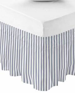 lot 20180 image: RisQiten Navy Blue Striped Bed Skirt King Size 18 Inch Drop, Adjustable Elastic Bedskirt Dust Ruffle for King Size Bed, Navy Blue White Stripes Farmhouse Wrap Around Bed Skirts Pleated Bed Frame Cover