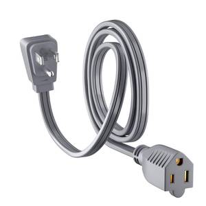 lot 20186 image: Elecan Appliance Power Extension Cord 4 Ft Gray, 3 Prong Heavy Duty Flat Wire Low Profile Grounded Cable, SPT-3, 14 AWG 15A 125V 1875W for Air Conditioner, Refrigerator & Major AC Units-ETL Listed-4FT