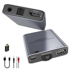 lot 20202 image: WARRKY 4K HDMI Audio Extractor, Convert HDMI to Optical SPDIF and 3.5mm Aux RCA, Supports Dolby Atmos Digital Plus, DTS, for TV Fire Stick, Speakers, PS5, Blu-ray Player, Amplifier, Headphones