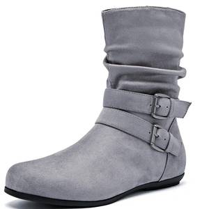 lot 20218 image: Luoika Womens Wide Width Ankle Boots, Flat Heel Short Boots Side Zipper Slouchy Winter Booties. 230711 Grey Size 10w