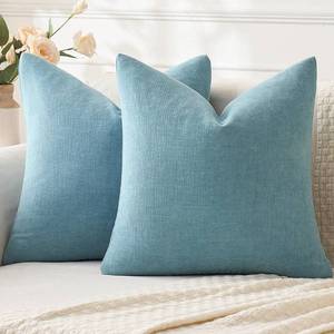 lot 20228 image: MIULEE Smoke Blue Couch Pillow Covers 18x18 Inch, Set of 2 Soft Chenille Decorative Square Throw Pillow Covers Summer Farmhouse for Sofa Living Room Bed