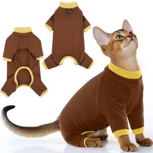 lot 20240 image: PUMYPOREITY Cat Hair Sticky Sweater, Recovery Suit - Breathable & Lightweight for Post-Surgery Protection, Cat Onsie Prevents Licking Wounds, Brown, XL