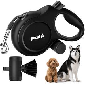 lot 20257 image: 26ft Retractable Dog Leash, Heavy Duty Retractable Pet Leash with Poop Bag Holder, Anti-Slip Soft Grip, Reflective Dog Leashes for Medium Dogs Large Dogs 33lbs-110lbs(Black)