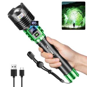 lot 20258 image: WdtPro Rechargeable LED Flashlights High Lumens, Super Bright 90000LM Rechargeable Flashlight with LCD Display, 5 Modes & Waterproof Powerful 10000mAh 30H Flashlight for Camping Emergency Green