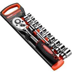 lot 20259 image: Egofine 12pcs 12 Inch Ratchet Socket Wrench Set, Drive Socket Set with 10 Sockets 10-15,17,19,22,24mm and 2 Way Quick Released Ratchet Handle and Extension Bar
