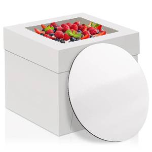 lot 20266 image: WINKIO Cake Box with Cake Boards, 10 Pack Disposable Cake Carrier, Cakes Transport Container, White Bakery Holder with Window (10, white, 10x10x8 Inches)