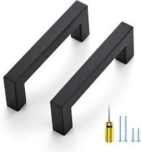 lot 4318 image: Pack of around 29 matte-black Handles with screws