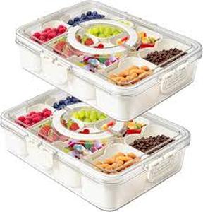 lot 11405 image: Eanpet 2 Pack Divided Container For Salad,Fruit, Vegetables