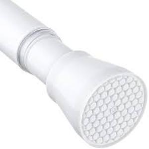 lot 12097 image: Spring Tension Curtain Rod - Adjustable White Rod