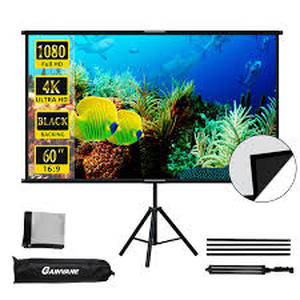 lot 19679 image: 100-inch Portable Projector Screen with Stand and Carrying Case