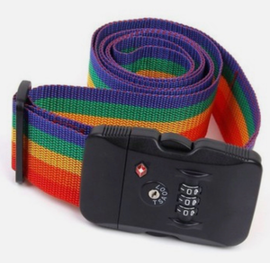 lot 5386046 image: 3-dial Lock Key Luggage Suitcase Secure Belt Strip Rainbow Colored - Retail $25