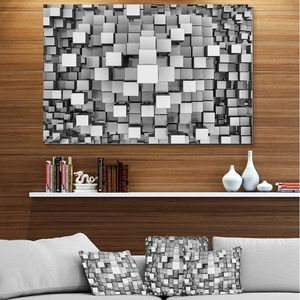 lot 5386054 image: Black and Grey Cubes 40 in x 30 in Painting Art Prints, by Designart (See pictures and description) - Retail $150