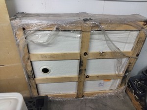 lot 5386071 image: Fiberglass Shower Base - White - Box Size 55x49x10 - Retail $350