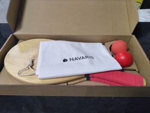 lot 5386076 image: Navaris Wooden Beach Rackets Set Includes 2 Paddles and 2 Balls Red Outdoor - Retail $34