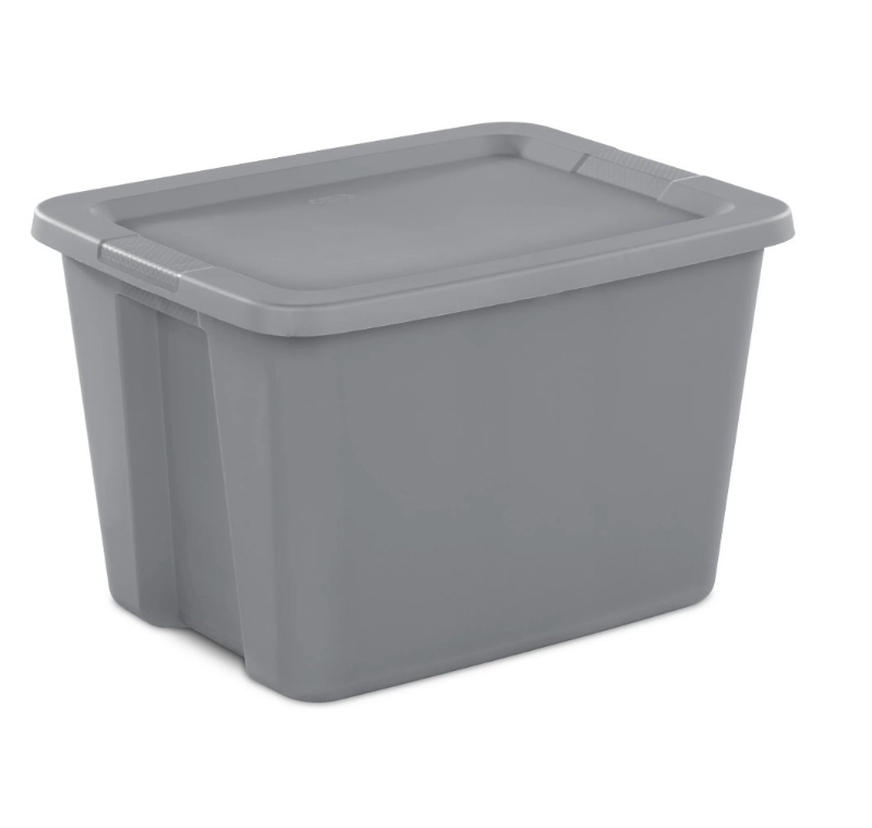 lot 5127124 image: Gray Plastic Storage Tote with Lid - Retail $10