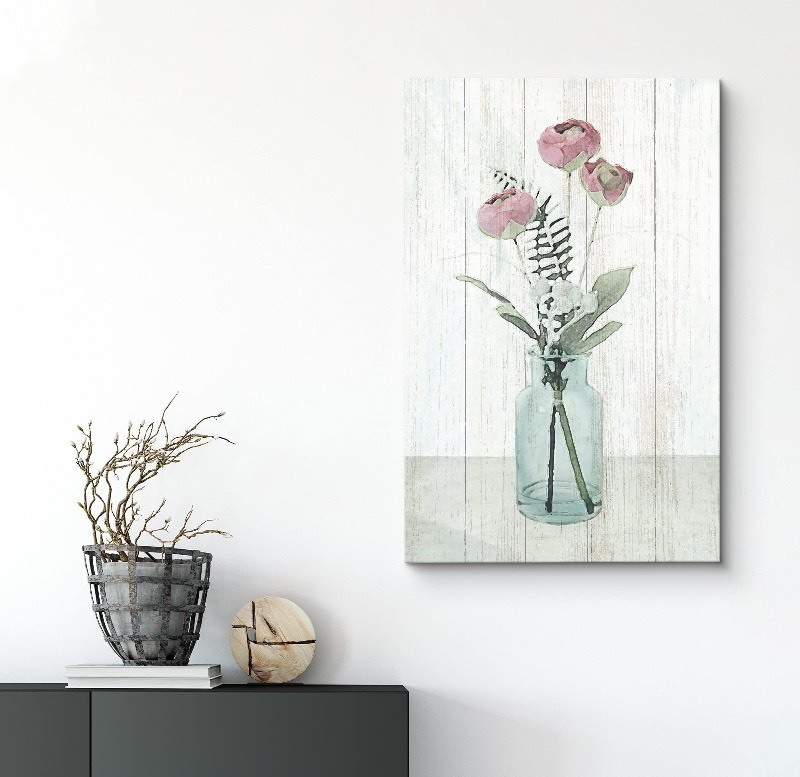 lot 3544005 image: wall26 Canvas Print Wall Art Wood Panel Watercolor Smudge Purple Peony Floral Botanical Illustration - Retail $32