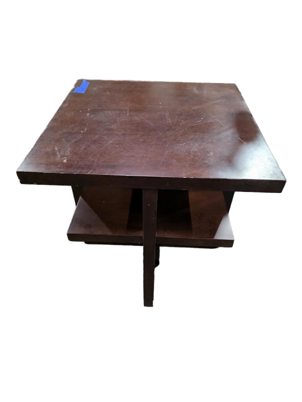 lot 3544018 image: Modern Geometric End Table with Shelves - Retail $45