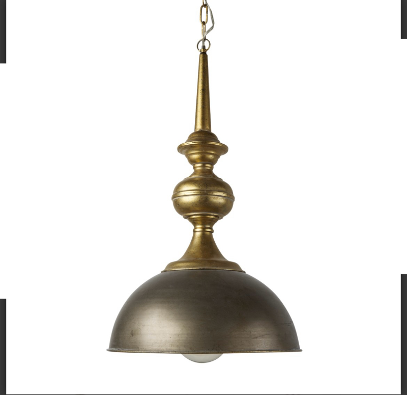 lot 5109069 image: 65267 - Capsa 17x29 Antique Gold and Silver Toned Metal Dome Pendant Light - Retail $399