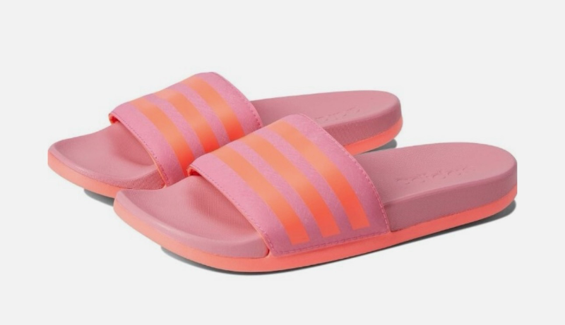 lot 5386068 image: Adidas Adilette Comfort Slides Kids 13K Stripes Rose Tone Size L - Retail $28