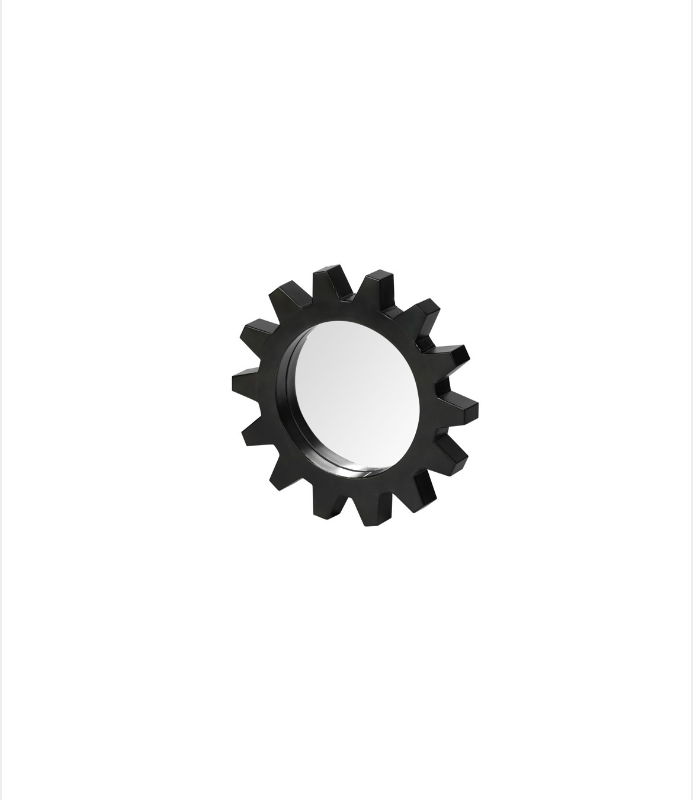 lot 5112033 image: Mercana Alloy Cog 17 Round Black Metal Frame Mirror 68549 16.93 H x 16.93 W x 1.97 D - Retail $224
