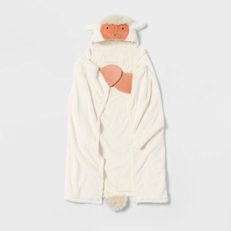 lot 1023 image: Sheep Kids Hooded Blanket White - Pillowfort��