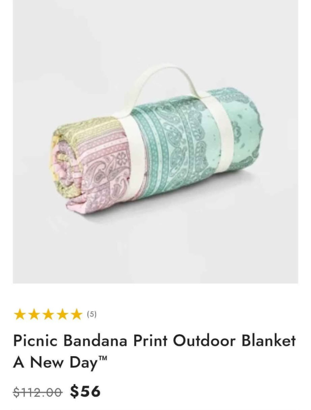 lot 1031 image: Pastel Bandana Print Quilted Picnic Blanket Retail$52 50��x60��