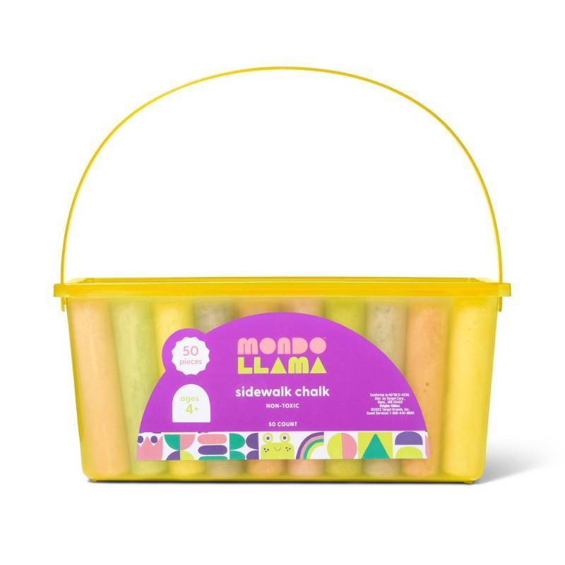 lot 1070 image: 50ct Sidewalk Chalk Set with Yellow Box - Mondo Llama�� Jumbo Outdoor Kids Chalk, 4.2 Length, 50 Pieces Christmas Gift