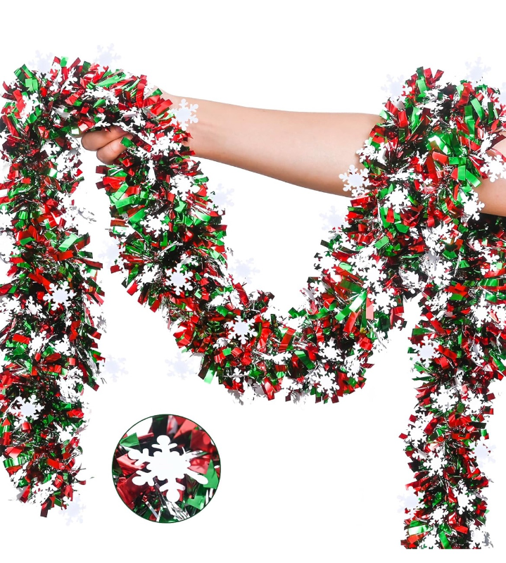 lot 4113 image: Christmas Snowflake Tinsel Garland - Retail $12