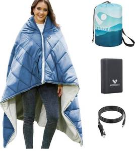 lot 4403 image: Heated Blanket Battery Operated,12V Cordless heating pad with 15000 battery,Heated Shawl Throw Blanket,Wearable Heated Blanket,Sherpa Lining,3 Heating Set for Car,Camping,Backpacking,Hiking,Travel