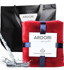 lot 4409 image: Waterproof Blanket King Size, Red & Black, 82x82- Water Proof and Stain Resistant Blankets for Bed, Couch, Couples Fleece Moisture Absorbent, Layered Sheet Protector, Leakproof Protective Top Cover
