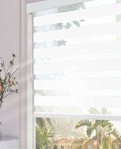 lot 4420 image: Persilux Blackout Cordless Zebra Blinds for Windows (34 W x 64 H, White) with Upgraded Cassette Room Darkening Dual Layers Sheer Shades Thermal Insulated Window Roller Blinds for Home