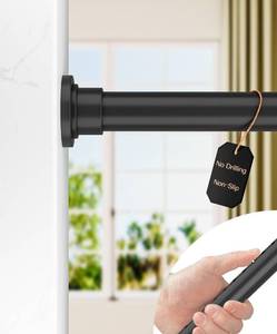 lot 4426 image: ALLZONE Tension Curtain Rod for Window, 83-123 Inches, Heavy Duty Curtain Rods No Drilling, Non-Slip Bathroom Shower Tension Rod, Renter Friendly, Adjustable, Spring Loaded, Extra Long, Black