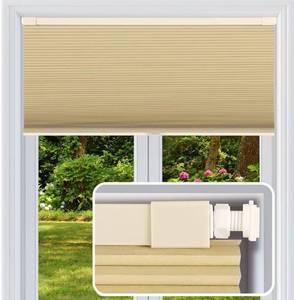 lot 4432 image: FabuBlinds Cordless Cellular Shades, No Drill No Tools Honeycomb Window Blinds, Blackout Light Blocking Cellular Shades for Window, Thermal Insulation Blinds, Easy to Install, Light Cream 36W x 48H