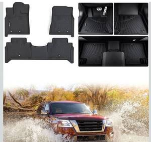 lot 4446 image: (164)Floor Mats for 2019 2020 2021 2022 2023 2024 2025 2026 Nissan ArmadaInfiniti QX80 TPE All Weather Protection Front & 2nd Row Car Floor Liners Accessories 3pcs-Black
