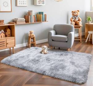 lot 4450 image: Thick Area Rug Light Grey Fluffy Shag 3x5 for Bedroom, Soft Plush Fuzzy Shaggy Carpet, Thickened Washable Non Slip Cozy Furry Rugs for Living Room, Kids Baby Nursery Dorm, Tie-Dye Gray