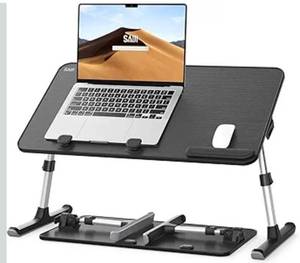 lot 4451 image: SAIJI Height & Angle Adjustable Laptop Stand for Bed, Lap Desk Bed Tray Table, Light Weight Foldable Portable Laptop Table for Couch Sofa Chair Floor Desk for Adults, Kids (5230cm Black)