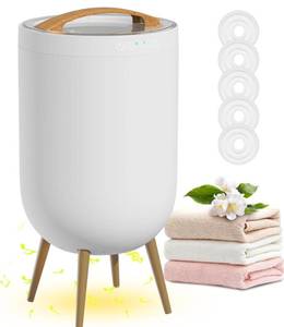 lot 4456 image: Luxury Towel Warmer for Bathroom, Large Heated Warmer Bucket SPA, Bluetooth Speaker, Ambient Light, Smart Touch, Safety Lock, Auto Shut Off, Fits Two 40x70 Towels, Bathrobes, Blankets - White