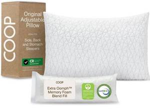 lot 4460 image: Coop Home Goods Original Adjustable Pillow, Queen Size Bed Pillows for Sleeping, Cross Cut Memory Foam Pillows - Medium Firm Back, Stomach and Side Sleeper Pillow, CertiPUR-USGREENGUARD Gold