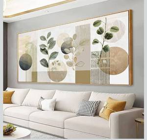 lot 4467 image: Large Boho Wall Art For Living Room 29 X 58 In Green Botanical Boho Wall Art Modern Canvas Art Wall Decor Natural Abstract Geometry Lines Prints Picture Ready To Hang With Framed