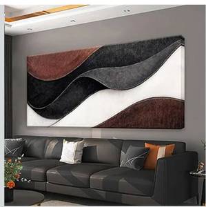 lot 4470 image: QSQ Canvas Art Wall Decor Brown Abstract Wall Art For Living Room Modern Black And White Canvas Wall Art Abstract Prints Pictures For Bedroom Hotel Home Office Decoration 24 X 48 Inch