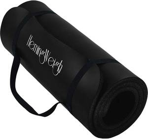 lot 4477 image: HemingWeigh 1 Inch Extra Thick Non Slip Yoga Mat - Exercise Mats for Home Workouts, Black (70L x 23W)