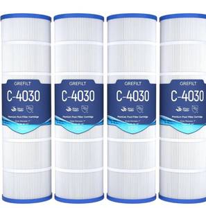 lot 4480 image: 4-Pack C4030 Pool Filter Cartridges, Compatible with Hayward SwimClear C4030, C4025, C4020, Replaces Pleatco PA106, Hayward CX880XRE, Unicel C-7488, 425 sq.ft