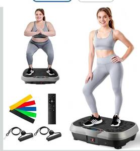 lot 4481 image: ALSO GO Vibration Plate Exercise Machine, 10 Preset Modes & 200-Level Vibration Platform for Weight LossLymphatic Drainage, 400lbs Capacity Vibration Board with Resistance Bands for Full Body Workout