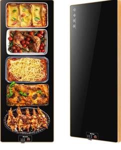 lot 4484 image: Electric Warming Tray Extra Long 40x12 Food Warmer with Thermostat and Full Surface Heating, Food Warming Mat with 2 Temperature Modes for Parties Buffet-Gatherings -Gold Edge